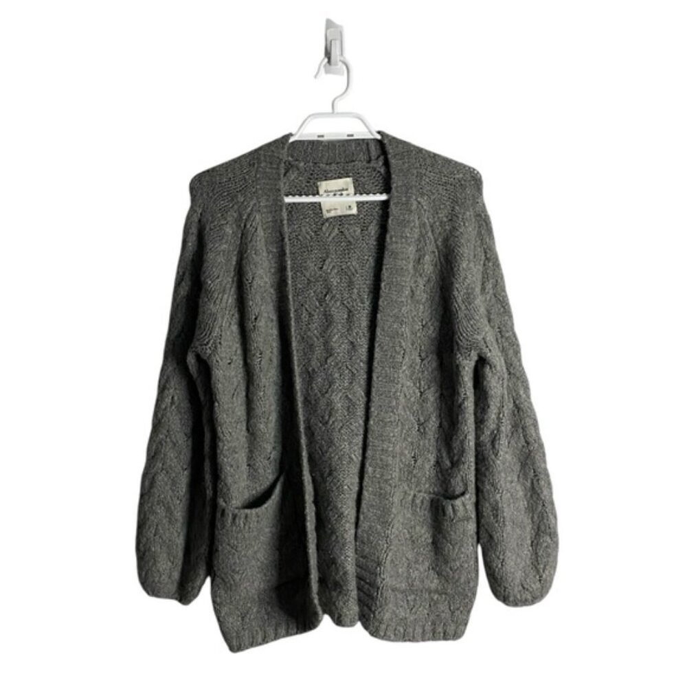 Abercrombie & Fitch Women's Gray Open Front Knit Cardigan